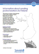 Cover of Information about sending posted workers to Finland.