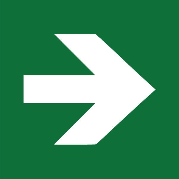 A sign indicating the location of first aid equipment.
