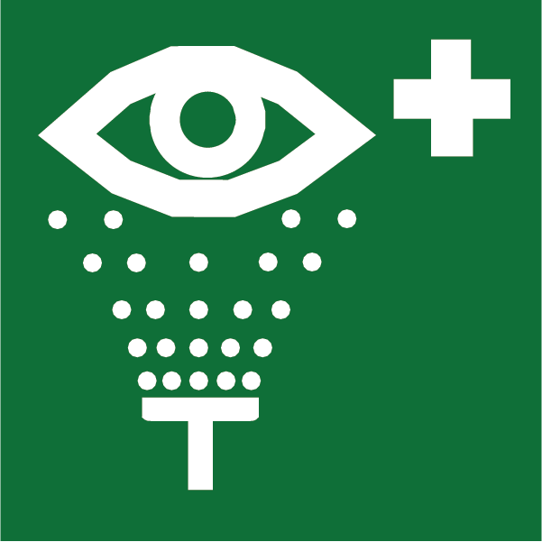 First aid sign for eye rinsing.