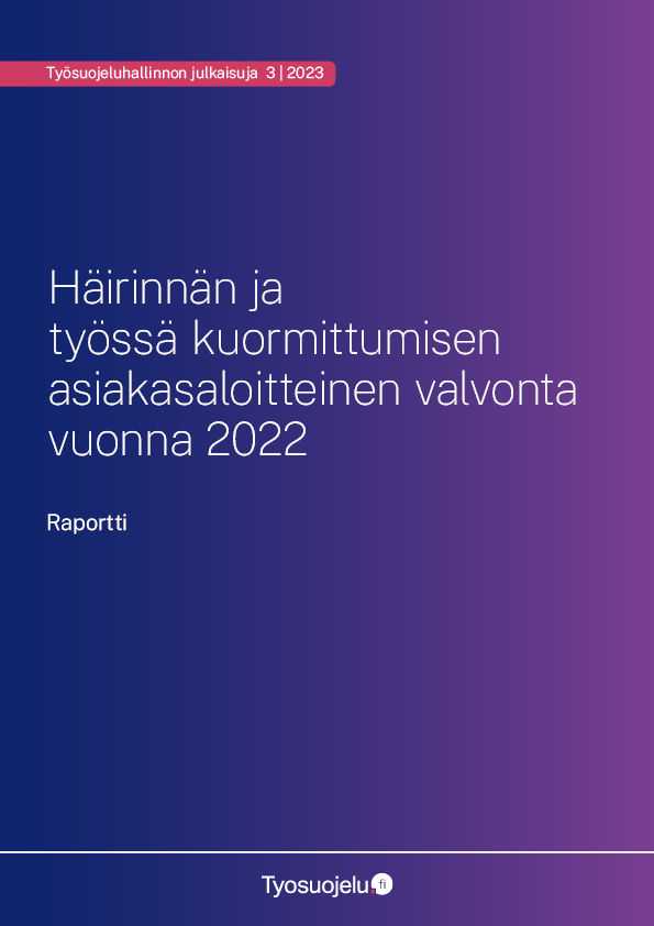 Häirinnän ja työssä kuormittumisen asiakasaloitteinen valvonta vuonna 2022 -raportin kansi
