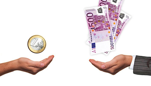 A coin and cash.