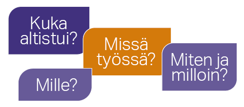 Altistuneiden luetteloon kirjataan tiedot altistuneesta ja altistumisesta.