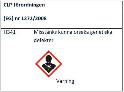Faropiktogram om mutagena ämnen enligt CLP-förordningen.