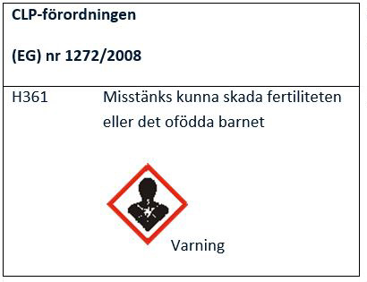 Faropiktogram om reproduktionsstörande ämnen enligt CLP-förordningen.