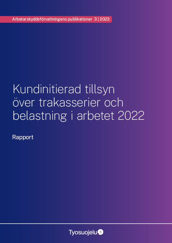Pärmbild av rapporten Kundinitierad tillsyn över trakasserier och belastning i arbetet 2022