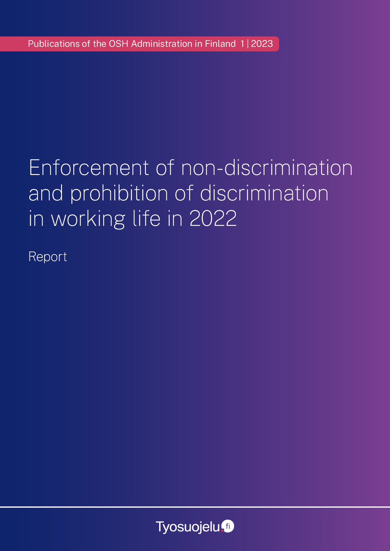 Cover of the report Enforcement of non-discrimination and prohibition of discrimination in working life in 2022.