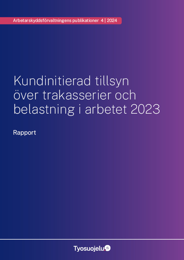 Pärmbild av rapporten Kundinitierad tillsyn över trakasserier och belastning i arbetet 2023 2022
