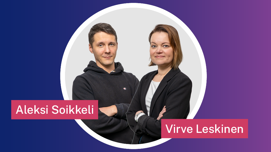 Kaksi työsuojelutarkastajaa, Aleksi Soikkeli ja Virve Leskinen.